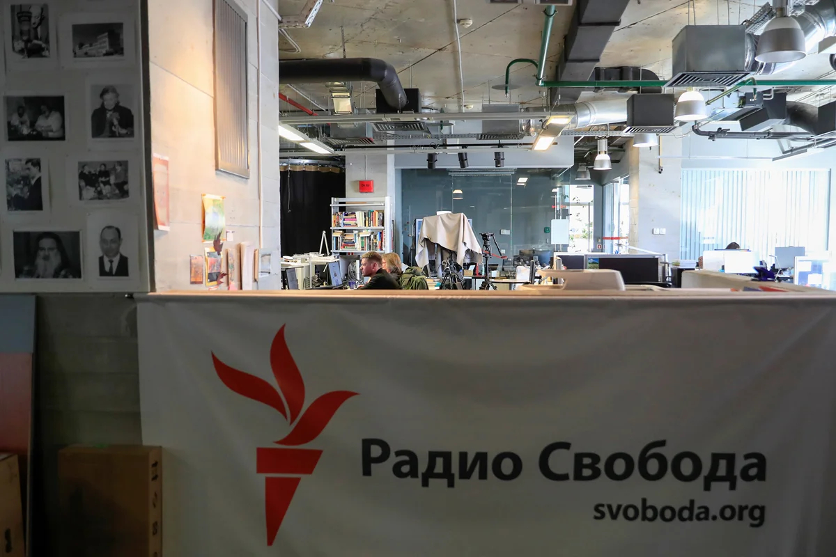 Редакция «Радио Свобода» в Москве, 6 апреля 2021 года. Фото: Евгения Новоженина / Reuters / Scanpix / LETA