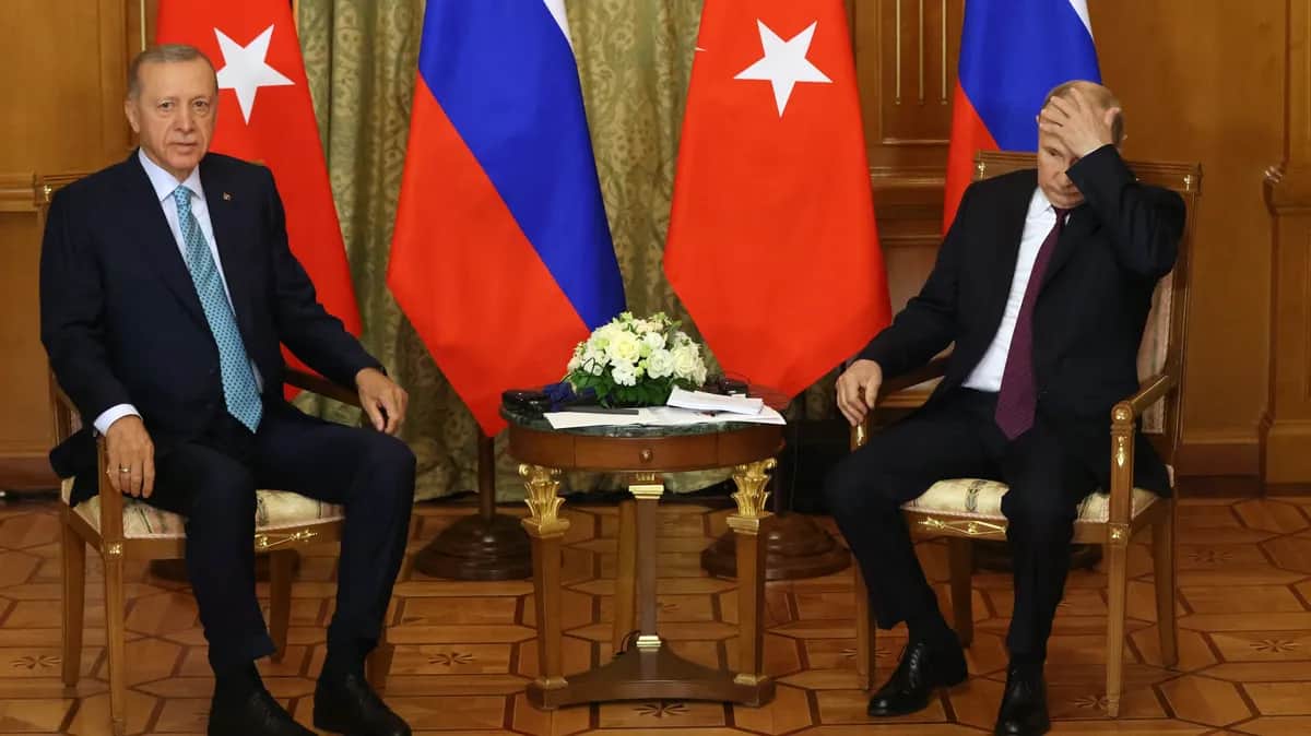 Владимир Путин и Реджеп Эрдоган во время переговоров 4 сентября 2023 года в Сочи. Фото: Getty Images