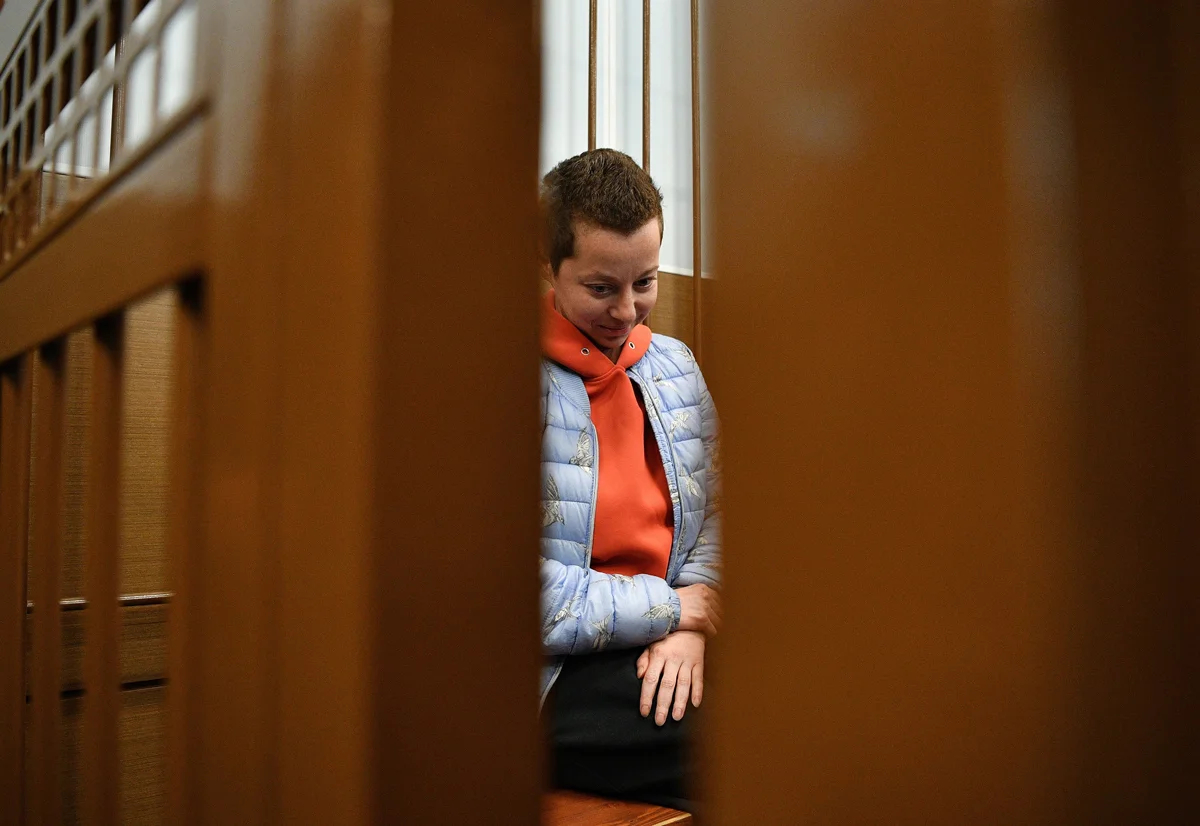 Евгения Беркович в зале Замоскворецкого районного суда Москвы, 5 мая 2023 года. Фото: Антон Новодережкин / Коммерсантъ / Sipa USA / Vida Press