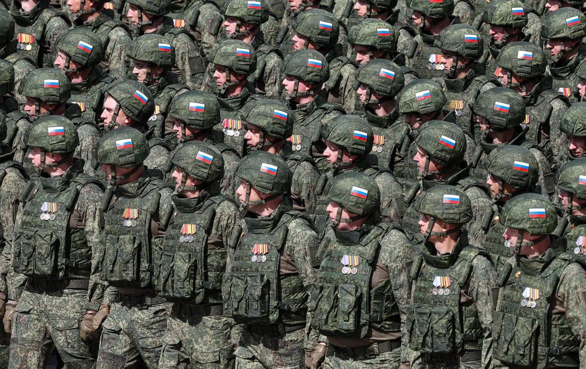Russian servicemen take part in the annual Victory Day parade on Moscow’s Red Square, 9 May 2025. Photo: EPA / Maxim Shipenkov