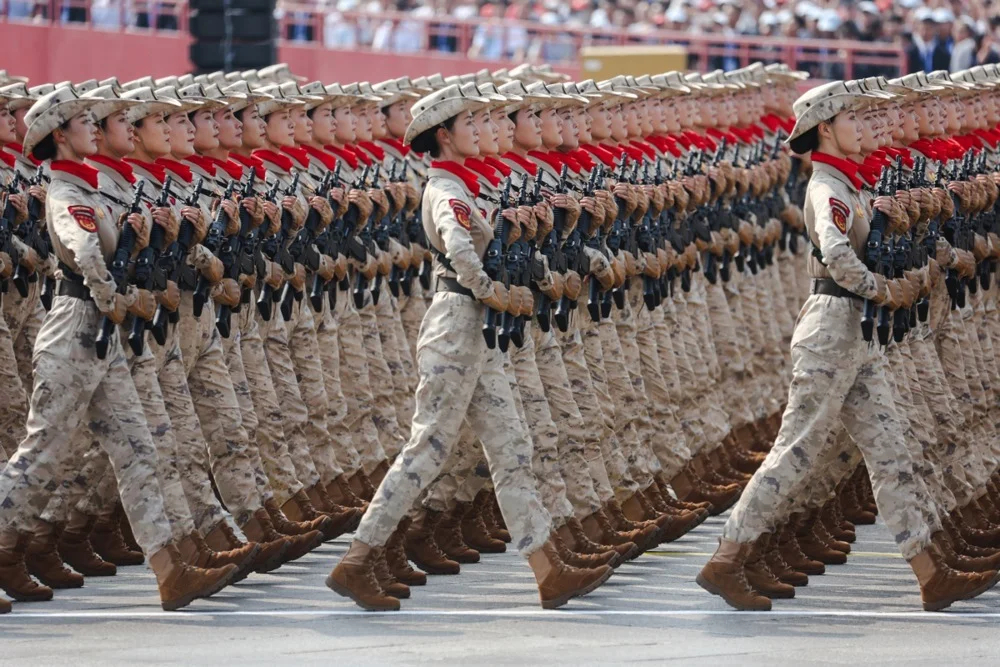Chinese troops march in the parade on Tiananmen Square. Photo: EPA/WU HAO