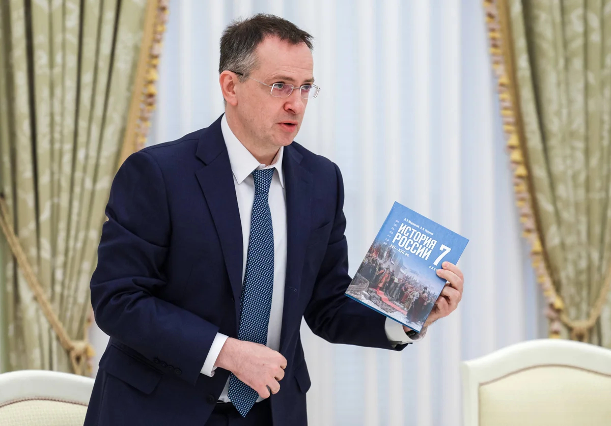 Владимир Мединский на встрече Владимира Путина с редакторами учебников истории, Москва, Россия, 22 июня 2025 года. Фото: Гавриил Григоров / Спутник / Imago Images / Scanpix / LETA