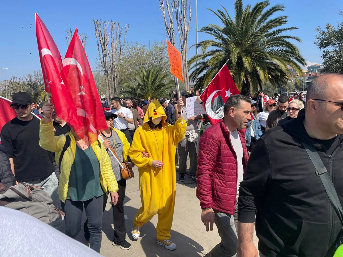 Митингующая в костюме Пикачу. Малтепе, Стамбул. Фото: Илья Азар, специально для «Новой-Европа»