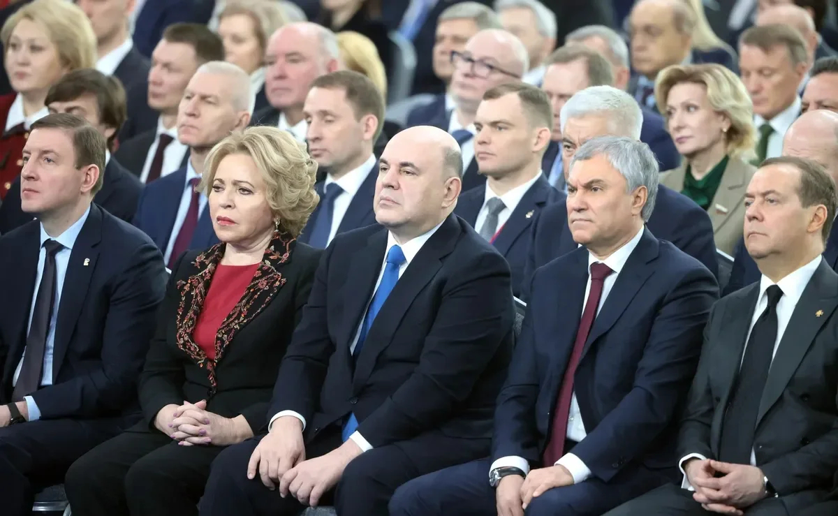 The audience during the Russian president’s annual address to parliament. Photo: the Kremlin