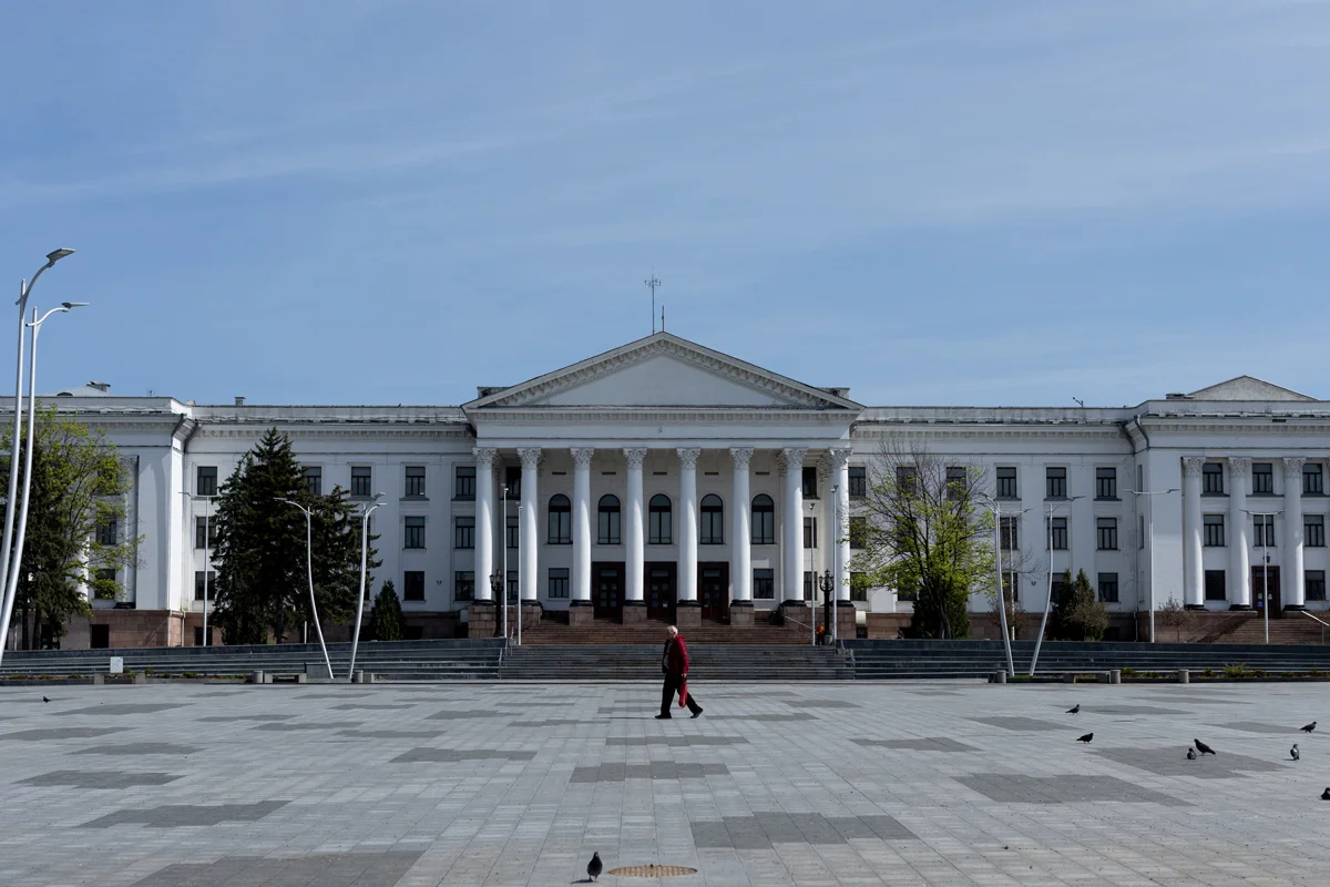Центральная площадь в Краматорске, Донецкая область, Украина, 25 апреля 2022 года. Фото: Jorge Silva / Reuters / Scanpix / LETA