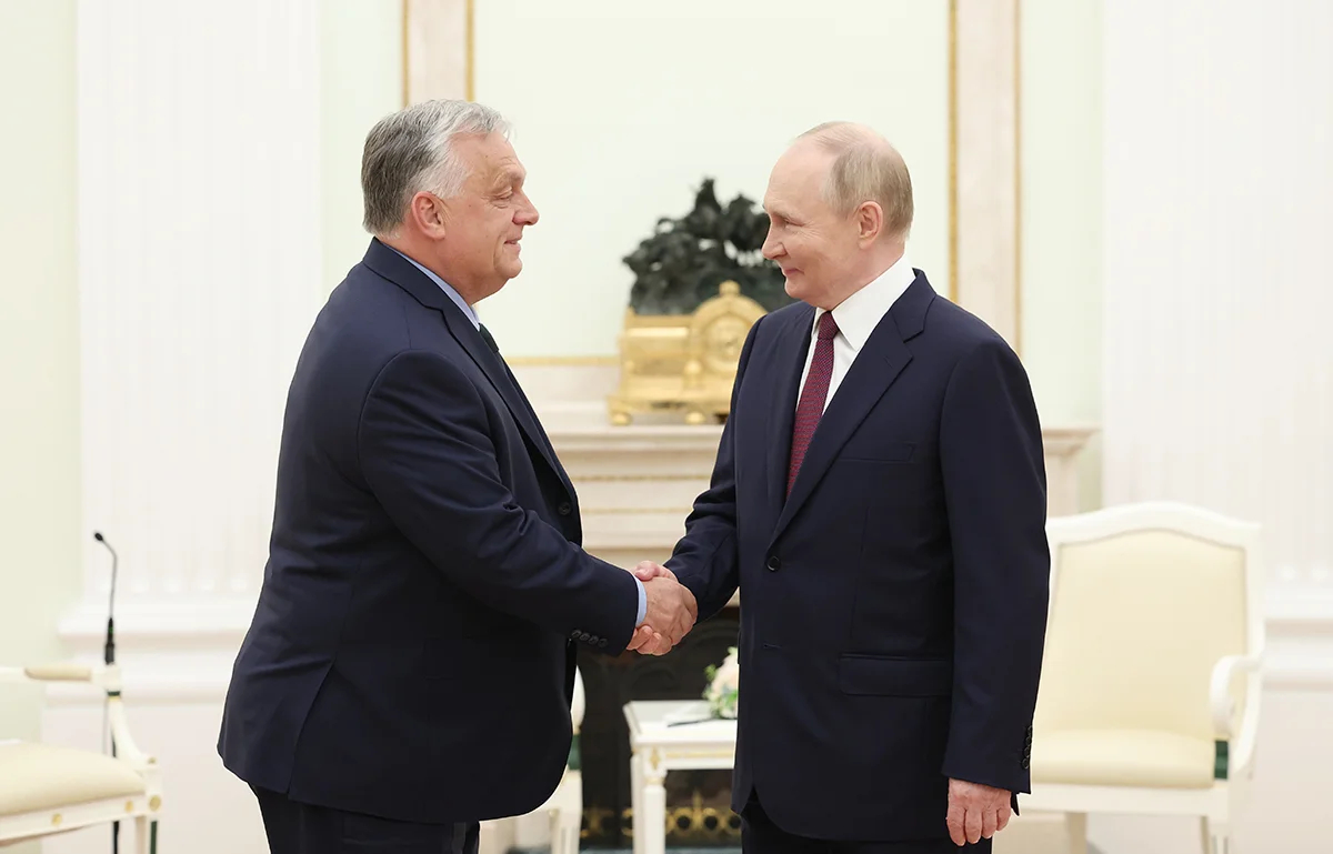 Владимир Путин и Виктор Орбан во время встречи в Кремле, в Москве, Россия, 5 июля 2024 года. Фото: Валерий Шарифулин / EPA-EFE / SPUTNIK